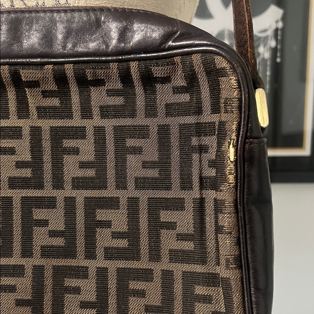 Vintage Fendi Brown FF Monogram Shoulder Bag - Picture 5 of 14